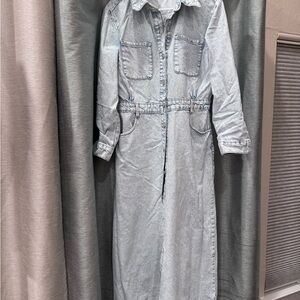 Light Blue Denim Long Sleeve Dress